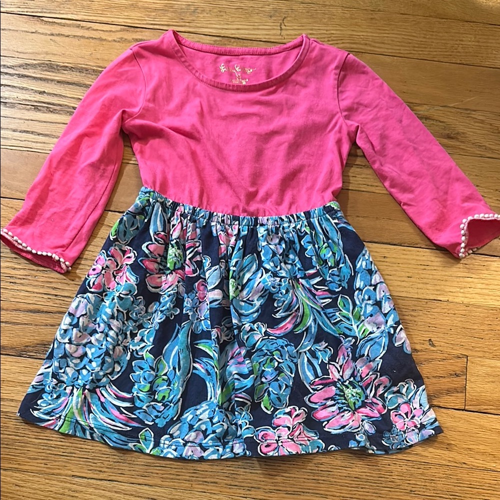 Lilly Pulitzer Pink and Blue dress xs 2 3 floral